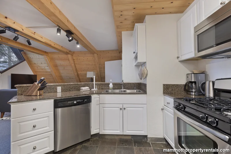 Unique angled cabinetry in A-frame design